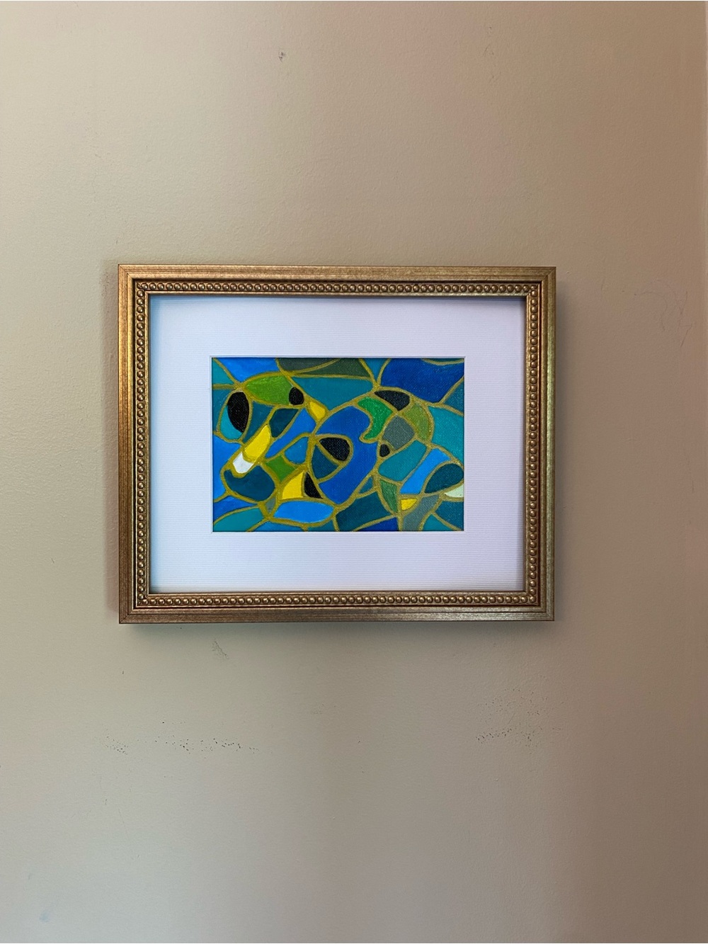 Original Abstract acrylic painting 8”x10” matted